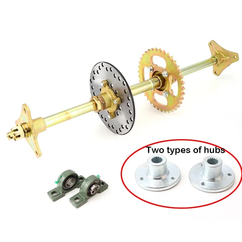 Kits d'essieu arrière ATV Go Karts 610mm, assemblage complet STD 20mm avec moyeu de support 160mm, disque de frein 420-37T, pignon de chaîne UCP 204