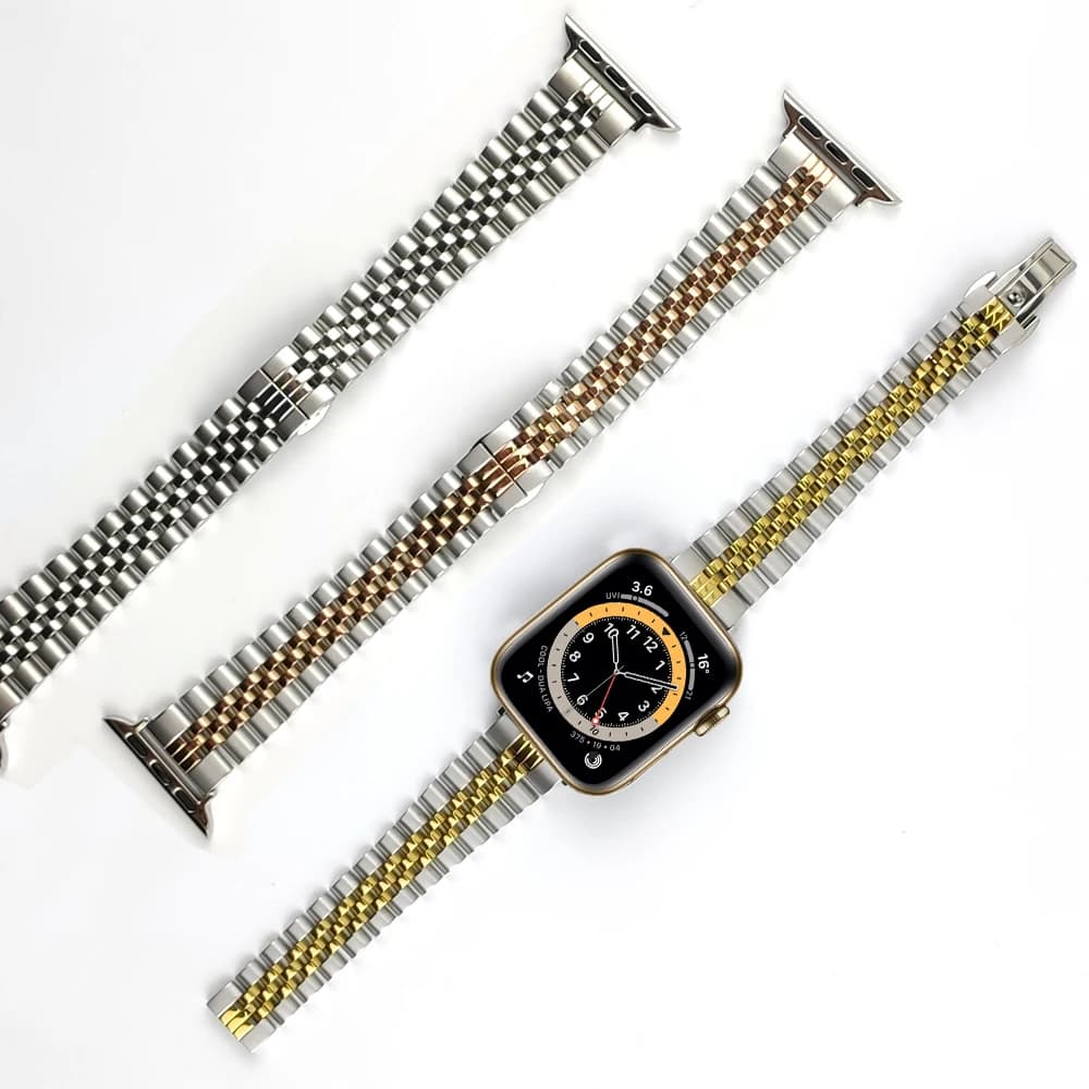Bracelet mince pour apple watch 9 8 6 5 se 7 45mm 41mm 44mm 40mm 42mm 38mm ultra 2 49mm bracelets iwatch en acier inoxydable mince d'affaires
