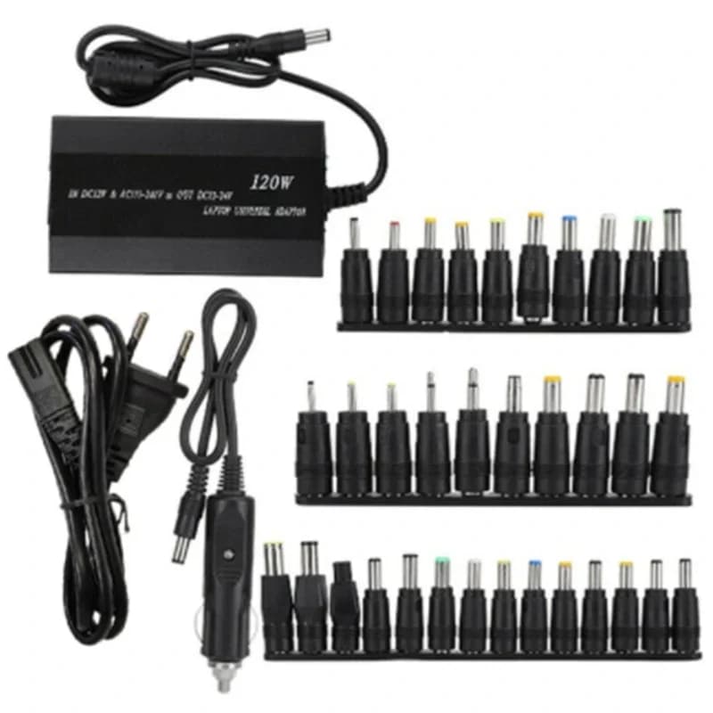 Chargeur universel 120W 34 embouts pour voiture et maison, adaptateur d'alimentation pour ordinateur portable, neuf et de haute qualité