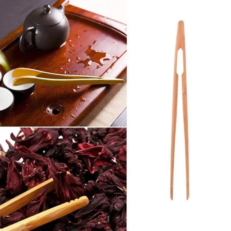 Pince à thé en bois de bambou, pince à thé au bacon, pince à salade, pince à toast, pinces droites, accessoires de cuisine, 2 pièces
