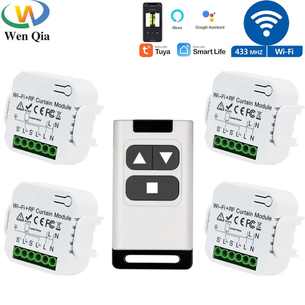 Tuya WiFi RF commutateur de rideau intelligent vie intelligente volet roulant sans fil télécommande 110V 220V Module de synchronisation pour Google/Alexa
