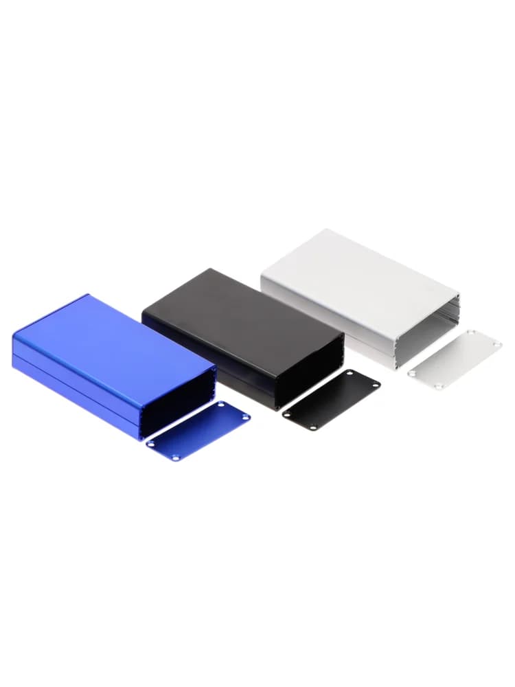 Boîte à instruments PCB en aluminium, boîtier de projet électronique, panneaux vis, rainures intégrées, argent noir bleu 80x50x20mm