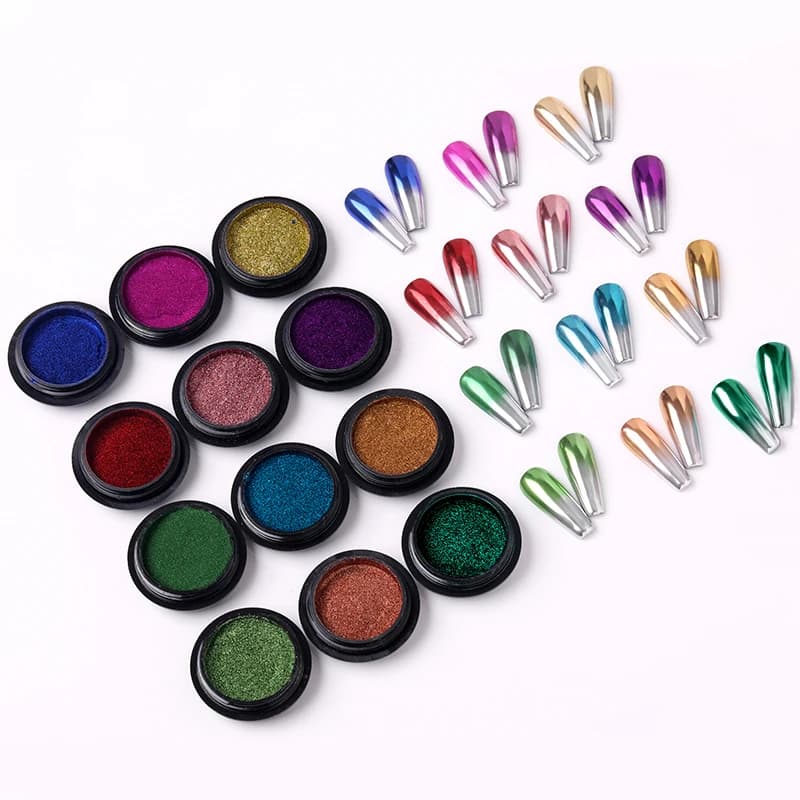 Poudre d'or et d'argent pour Nail Art, paillettes, Rose, champagne, vernis Gel UV, poussière, effet métallique, décoration pigmentée