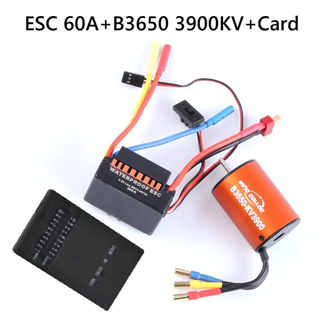 1 ensemble de moteur sans balais B3650 3900KV 4300KV 5200KV avec contrôleur de vitesse électronique 60A, ensemble combiné pour voiture et camion 1/10 RC
