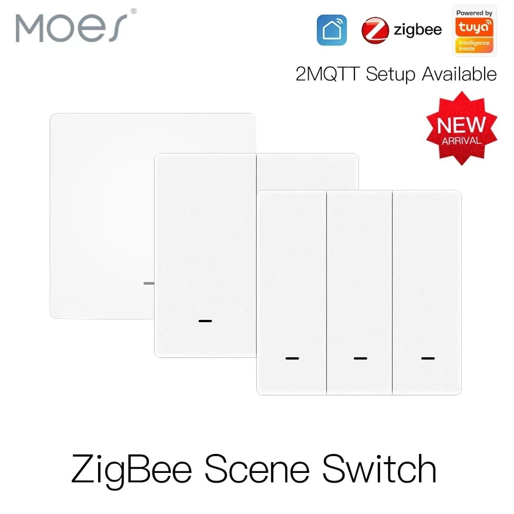 Moes Interrupteur de Scène sans Fil Tuya ZigBee, Transmetteur à Piles à 9 Boutons Poussoirs, Smart Life avec Automatisation des Applications, 1, 2 ou 3 Gangs