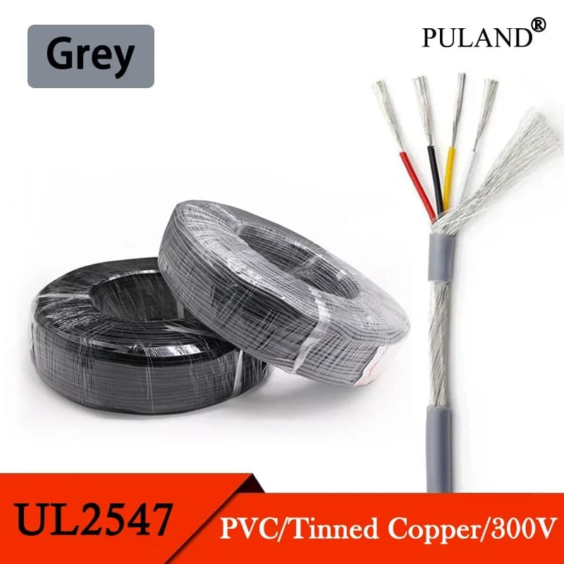 Câble de blindage de signal audio de canal de ligne d'amplificateur à fil blindé, gris, haute qualité, corde 2547, 2 cœurs, 3 cœurs, 4 cœurs, 5 cœurs, 6 cœurs, 7 cœurs, 8 cœurs, 1 m, 2 m, 5 m, 10 m,
