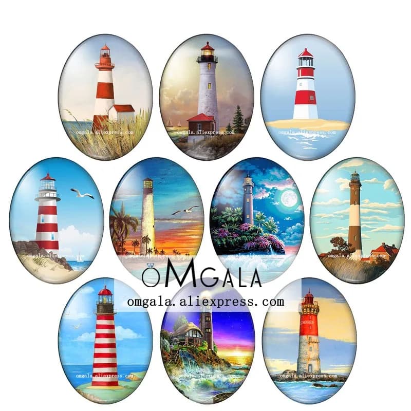 Cabochon Ovale en Verre à Dos pio, Motif Dessin Animé, Hippol'enveloppe et Art de la Mer, Customisation Mixte, 13x18mm/18x25mm/30x40mm