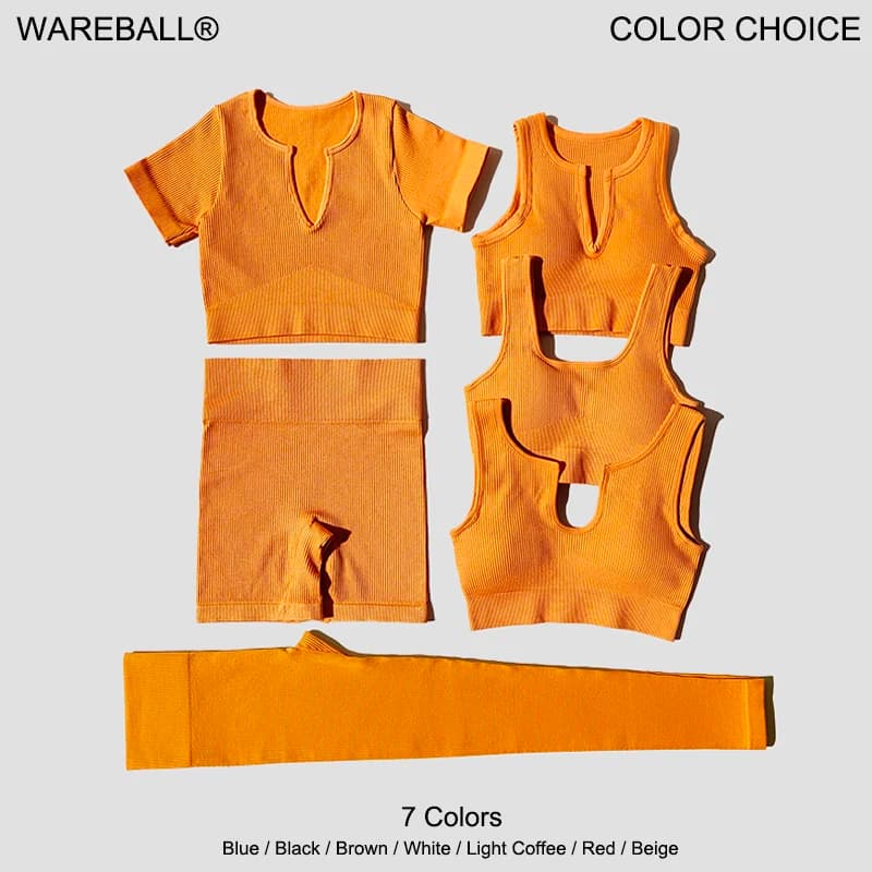 Ensemble de Yoga sans couture pour femmes, vêtements d'entraînement, soutien-gorge, pantalon de Sport, Leggings taille haute, short, combinaisons de Sport, 2/4/6 pièces