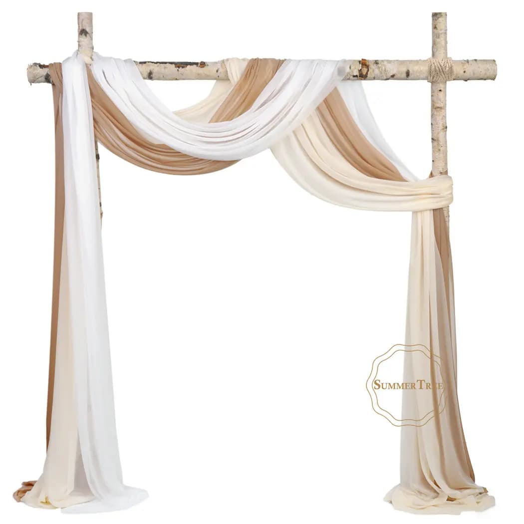 Rideau drapé en tissu mousseline de soie pour arc de mariage, 6 à 10 mètres, fournitures de fête, cérémonie, réception, décoration suspendue