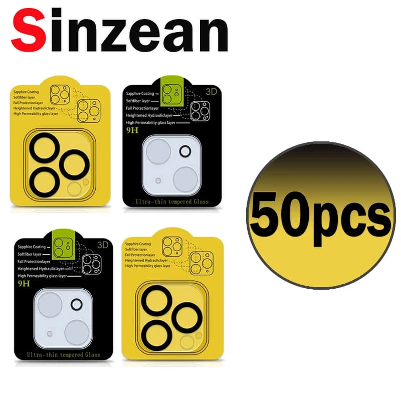 50 pièces pour iPhone Duo 18 17 Air 16e 16 15 14 13 12 Mini 11 Pro Max Plus, film protecteur d'écran en verre trempé pour objectif d'appareil photo arrière 3D