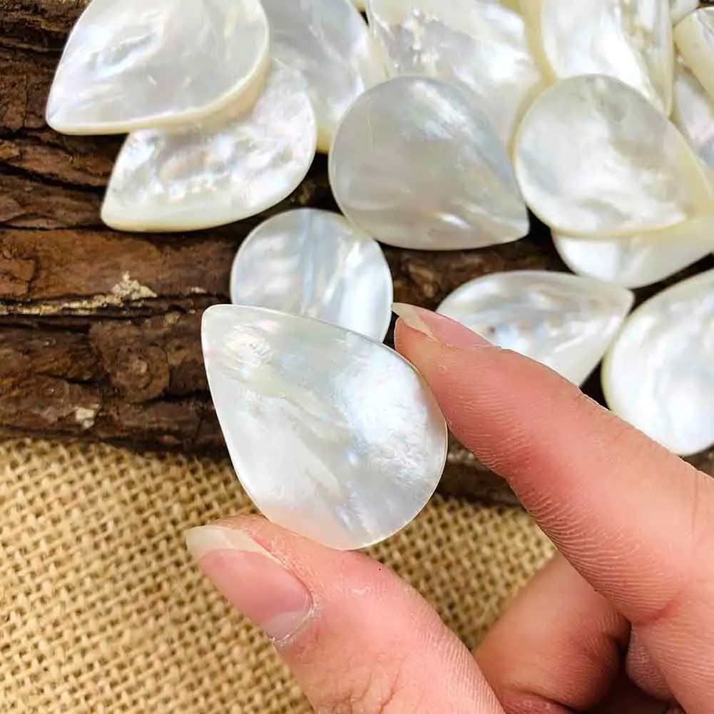 Pendentif goutte d'eau en coquillage naturel, 5 pièces, vadrouille, bricolage, breloques en nacre, collier, boucles d'oreilles, dos plat, accessoire de fabrication de bijoux