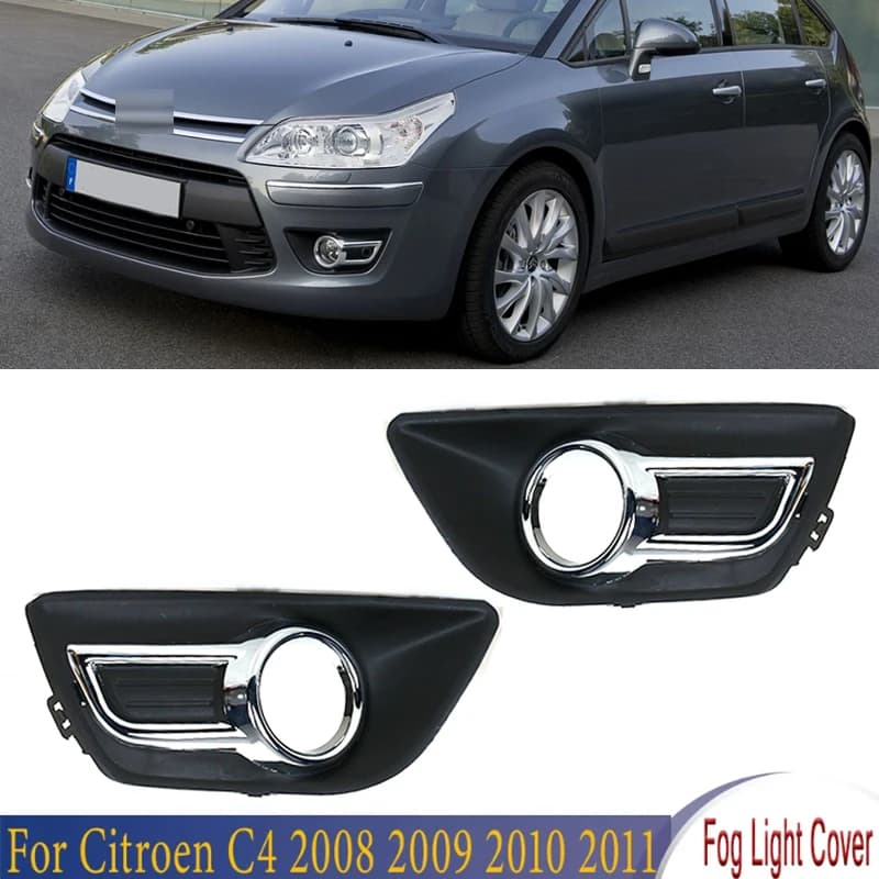 Couvercle chromé pour pare-choc avant, couvercle de phare antibrouillard, capuchon de cadre, style de voiture pour citroën C4 2008 2009 2010 2011