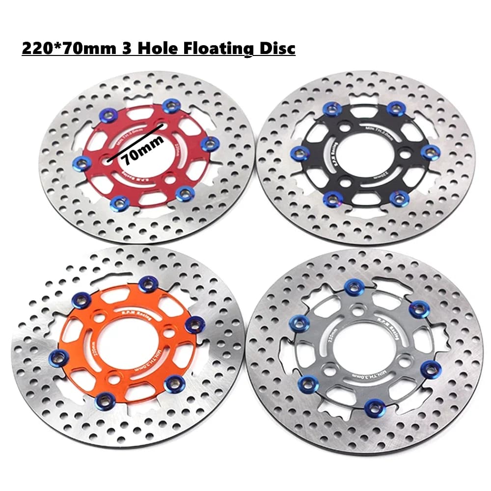 Disque de frein flottant universel pour moto, 220mm x 70mm, 3 trous, pour Honda Yamaha Aerox BWS RSZ FORCE M3 Niu Ninebot Scooter