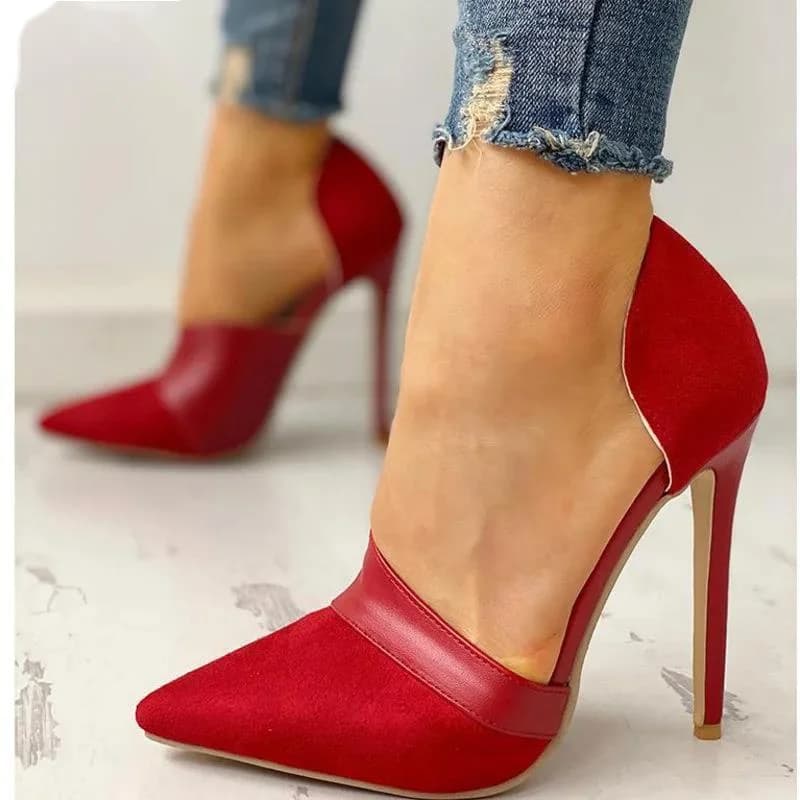 Escarpins à talons aiguilles pour dames, chaussures à talons hauts minces, chaussures pointues, toboggans Léopard Mars, robe de soirée, rouge, sexy, printemps