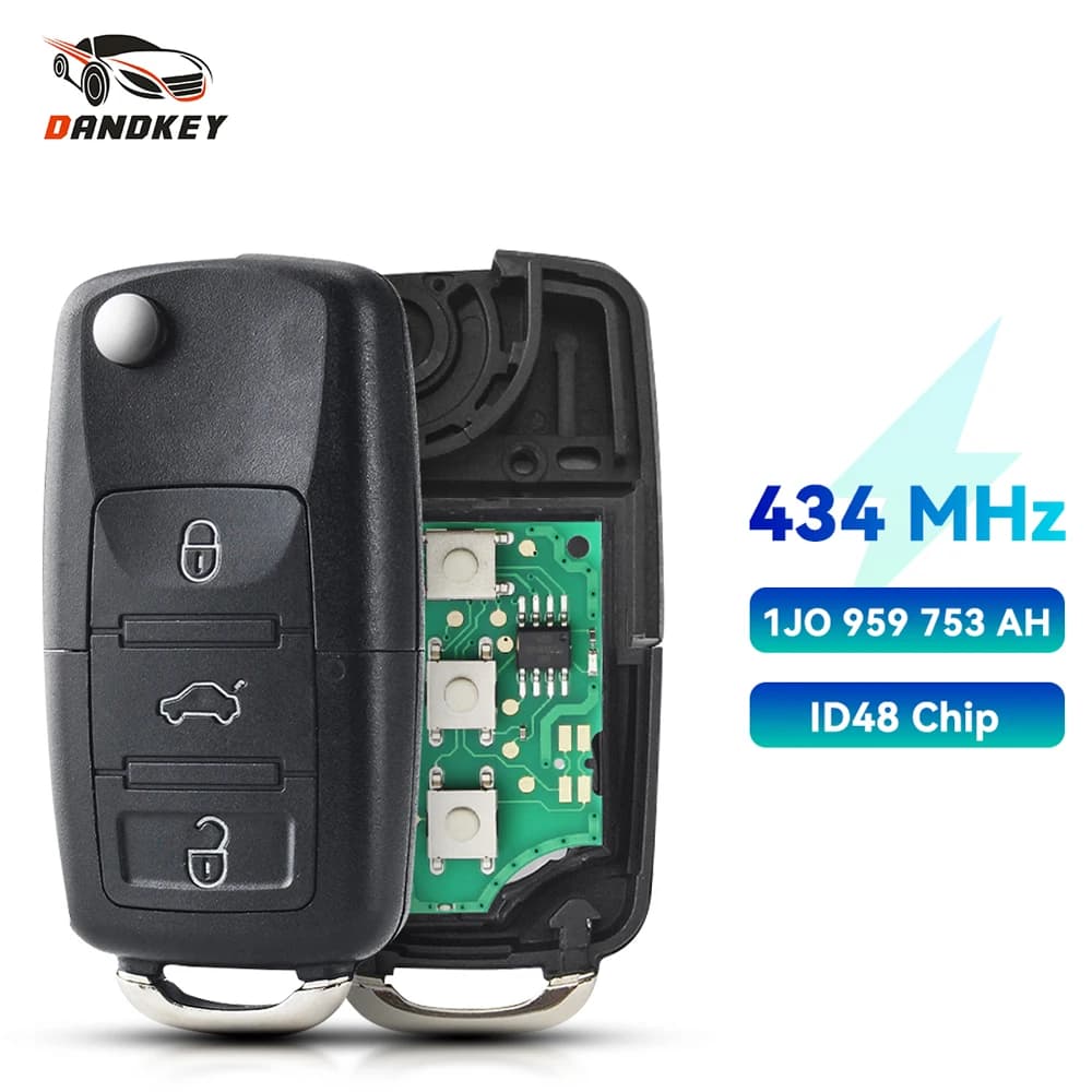 KEYYOU – clé télécommande de voiture avec puce ID48, 433MHz, pour VW VOLKSWAGEN Passat Bora Polo Golf Beetle 1J0959753AH / HLO 1J0 959 753 AH