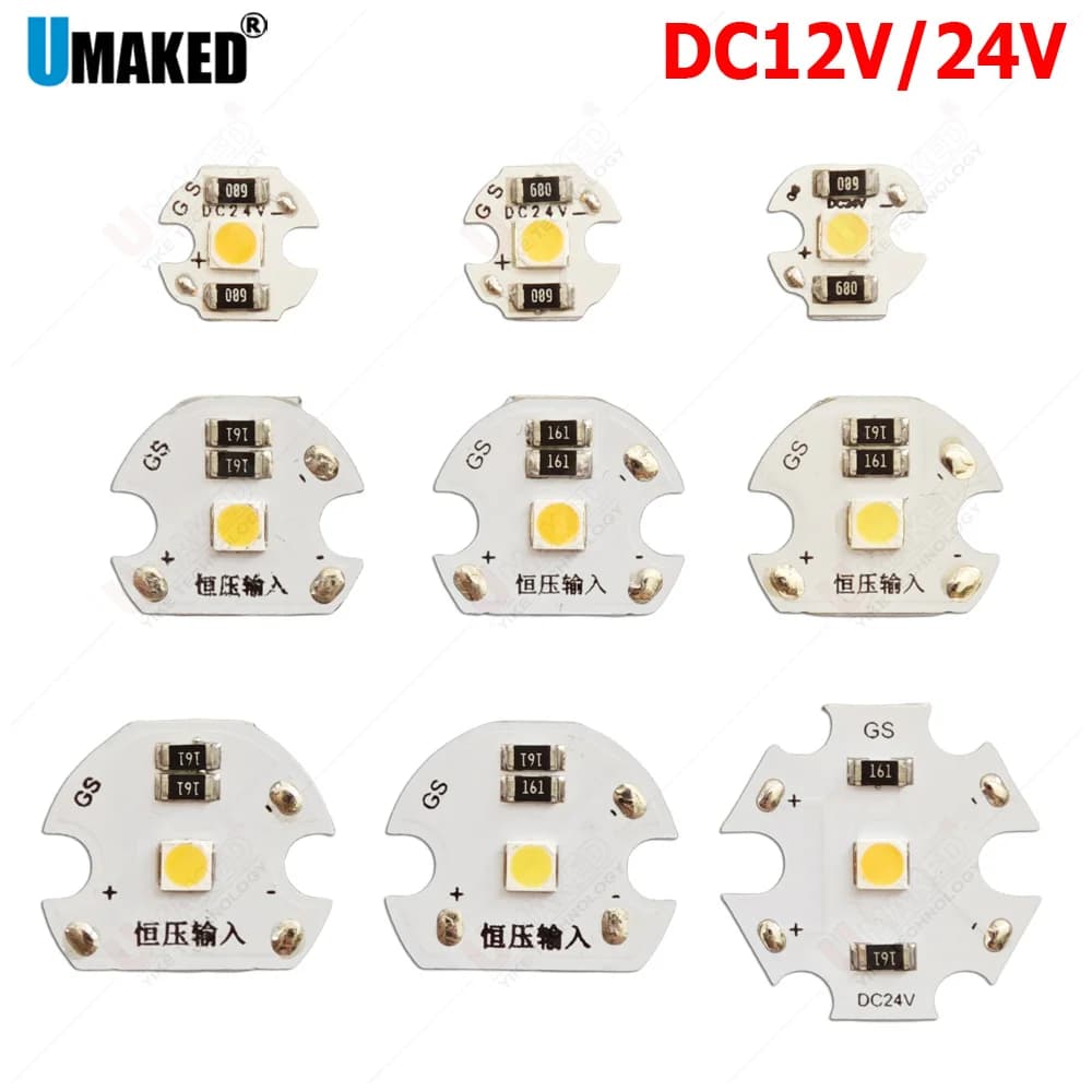 10 pièces, 10/16/18/20 mm, DC12V/24V, ampoule LED 3030 SMD, plaque pour lampe, pas besoin de driver, connecter la source lumineuse, blanc/blanc chaud, panneau PCB pour lampe.