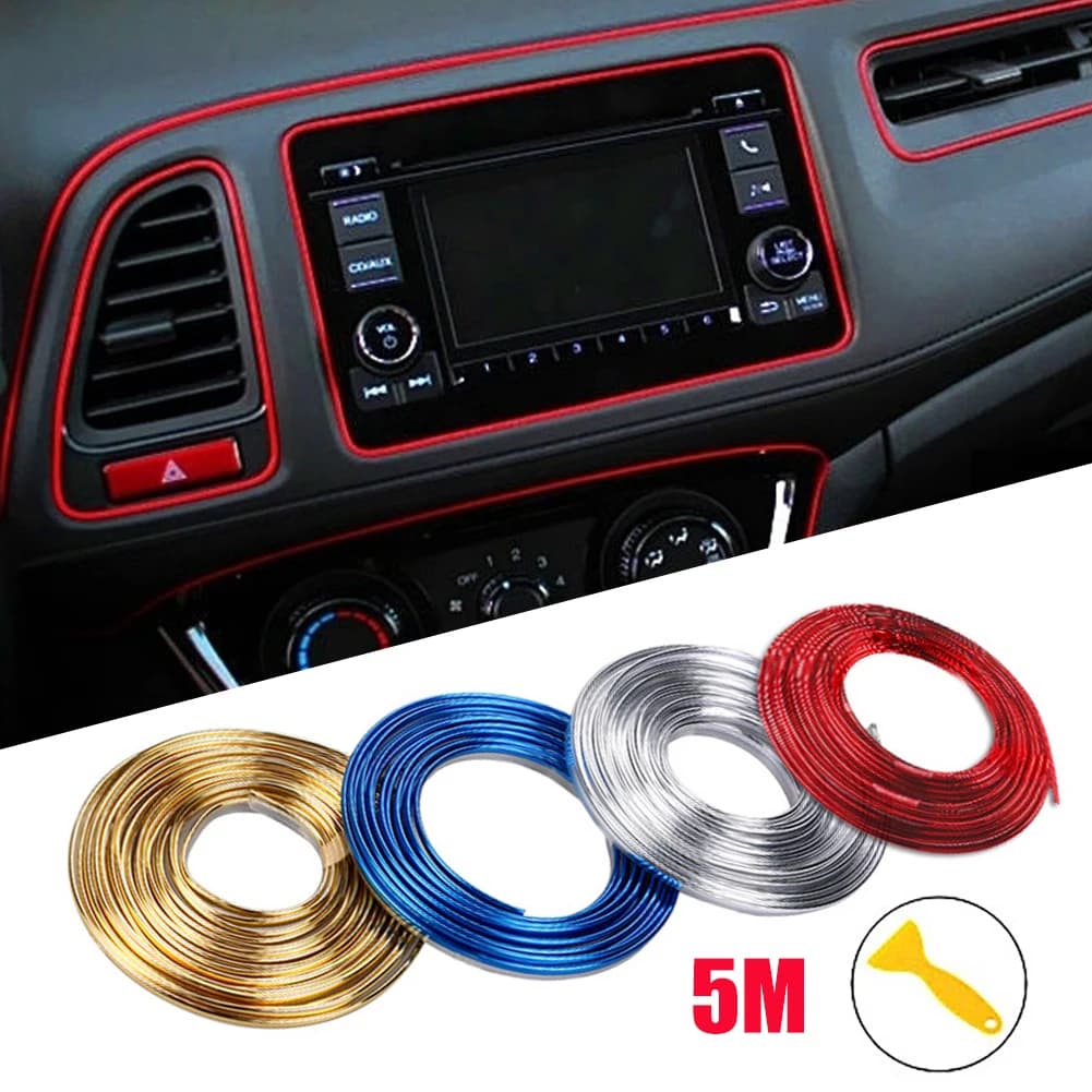Bandes flexibles de décoration de moulage de voiture, moulures intérieures automatiques, garniture de couverture de voiture, panneau Prada, bord de porte, style de voiture universel, 1 m, 3 m, 5m