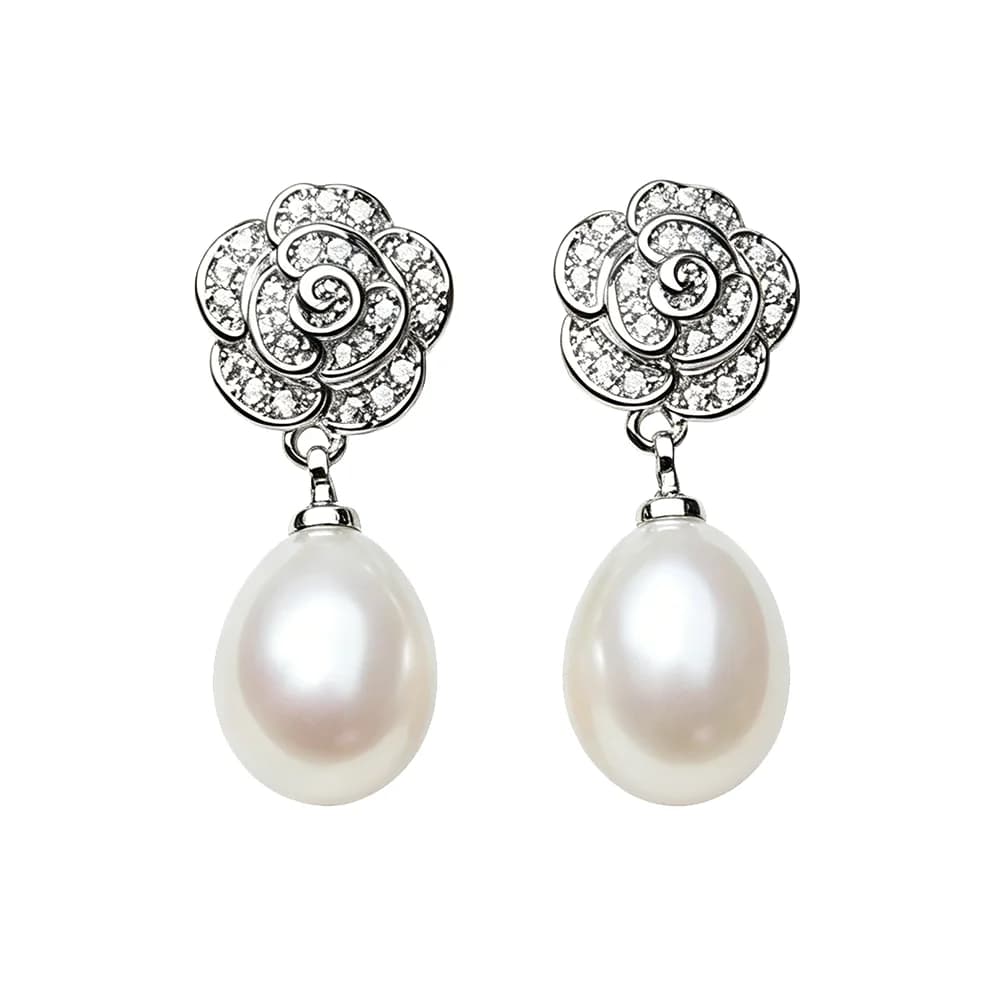 Boucles d'oreilles en argent sterling 925 originales de qualité supérieure pour femmes, boucles d'oreilles en perles de culture d'eau douce naturelles, blanches et noires