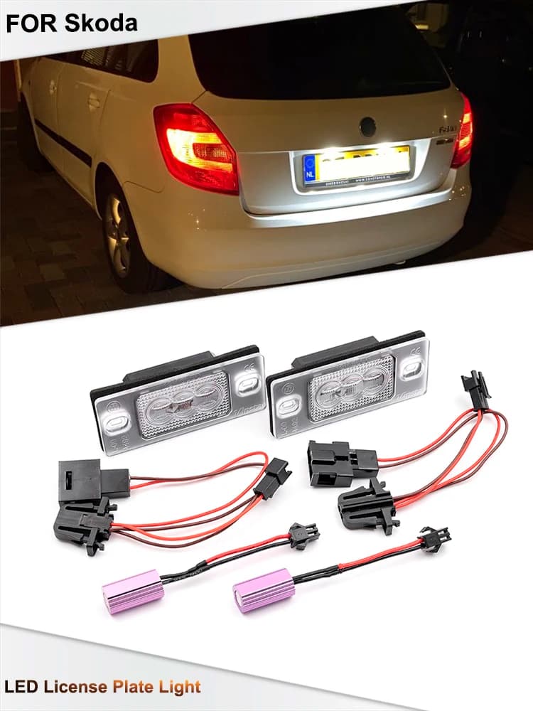 Lumières de plaque d'immatriculation Led blanches sans erreur pour Skoda Fabia MK1 6Y SMD Canbus, 2 pièces