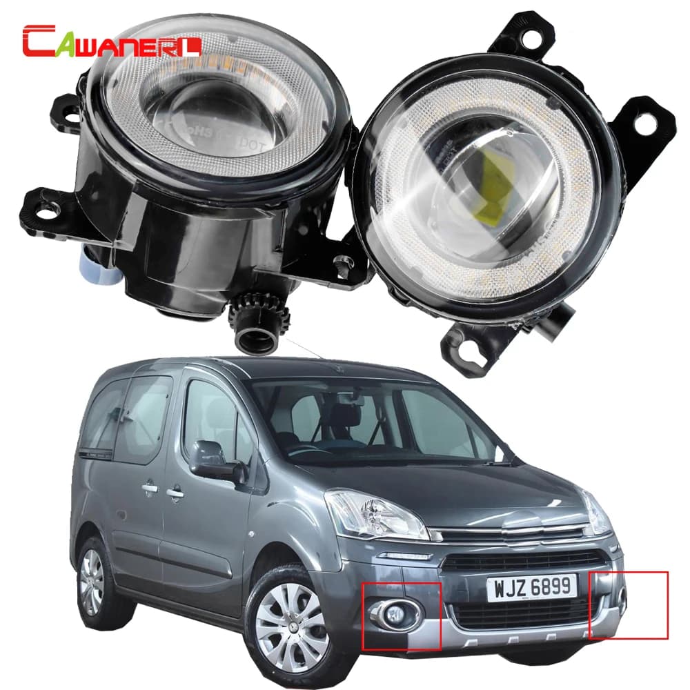Ensemble de phares antibrouillard LED pour voiture, Angel Eye, DRL, feux diurnes, cristaux Berlingo B9, 2012, 2013, 2014, 2015, 30W, 8000LM, 12V, 2 pièces