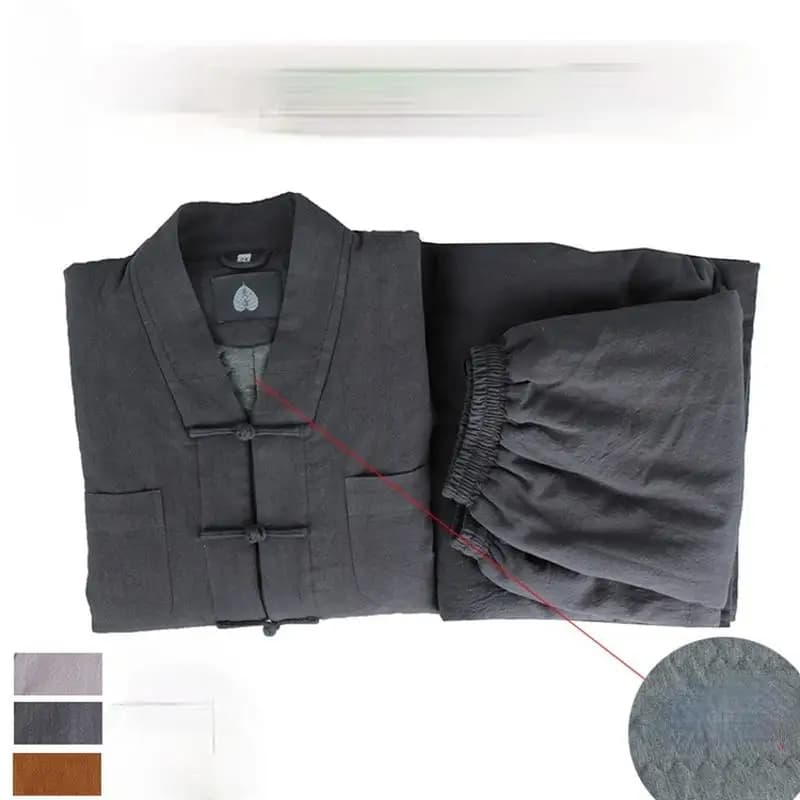 Bhikhuni – ensemble de vêtements de méditation pour homme, en lin et en soie, rembourré, Costume bouddhiste, Cronus Zen, hiver