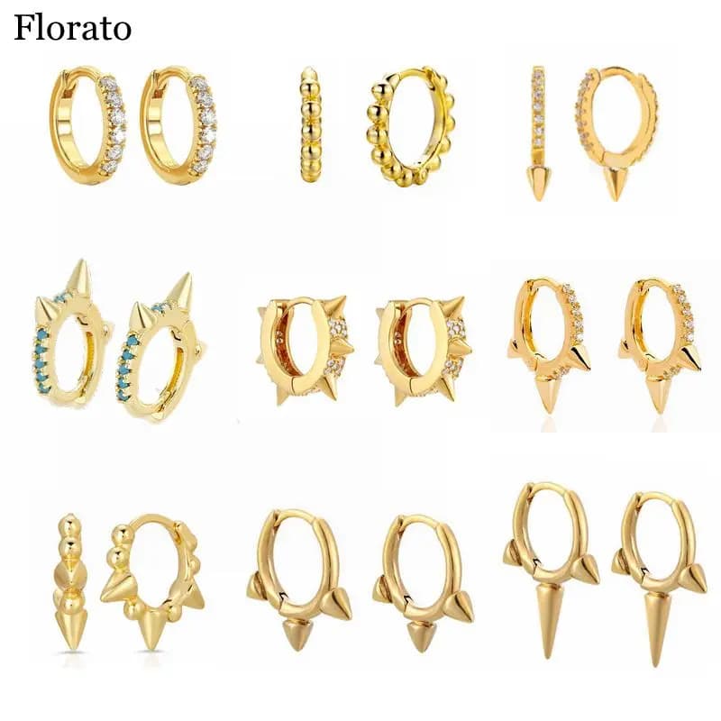 Boucles d'oreilles créoles en argent regardé 925 pour femmes, boucles d'oreilles rondes CZ, grand et petit diamètre, boucles d'oreilles tendance simples, bijoux fantaisie