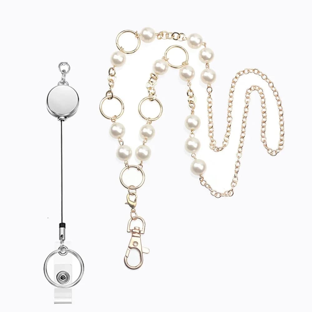 Lanière de porte-Badge rétractable en acier inoxydable, avec porte-carte d'identité pour femmes, porte-clé de cou
