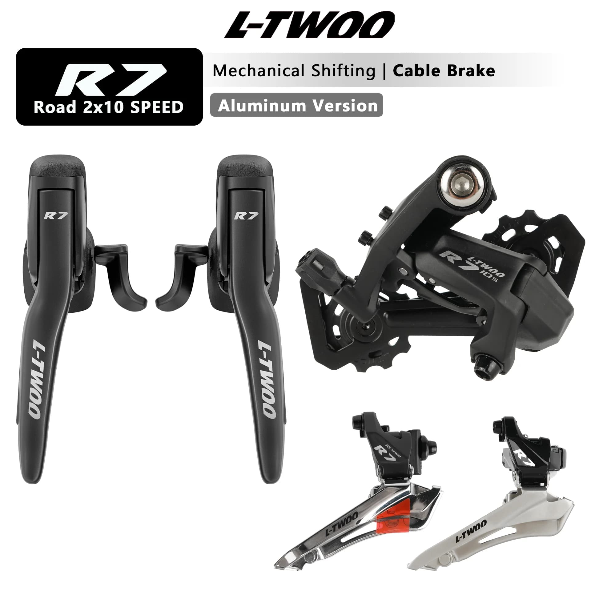 Groupe de transmission LTWOO R7 2x10 vitesses 20s pour vélo de route, avec leviers de vitesses, dérailleur arrière et dérailleur avant 4700 R3000