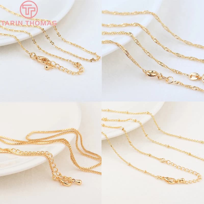 (3812) longueur 40CM 45CM 24K couleur or laiton fini collier chaîne de haute qualité bijoux à bricoler soi-même faisant des résultats accessoires