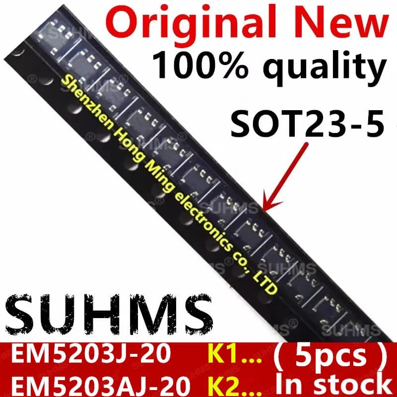 (5 pièces) 100% nouveau EM5203 EM5203J-20 EM5203J K1... EM5203AJ-20 EM5203AJ K2... sot23-5