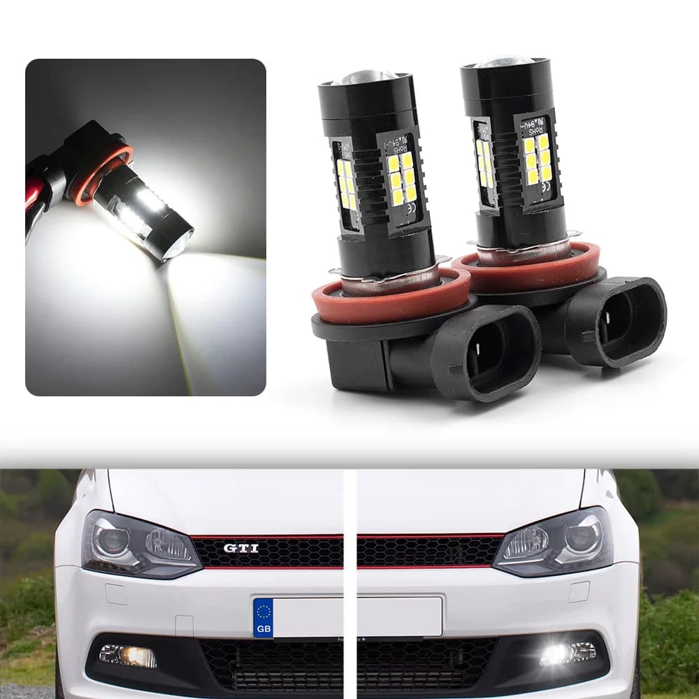 Ampoule antibrouillard LED Canbus H8, 2 pièces, pour VW Polo Mk5 Gti Hatch 6R 6C 61 2009 2010 2011 2012 2013 2014 2015-2017, phares LED