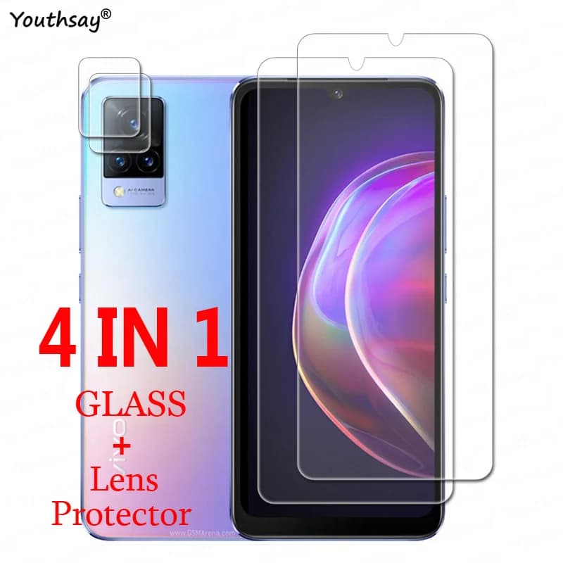 Pour Vivo V21 verre trempé pour Vivo V21 5G V21e 5GGlass Transparent écran de téléphone Film lentille caméra protecteur Film