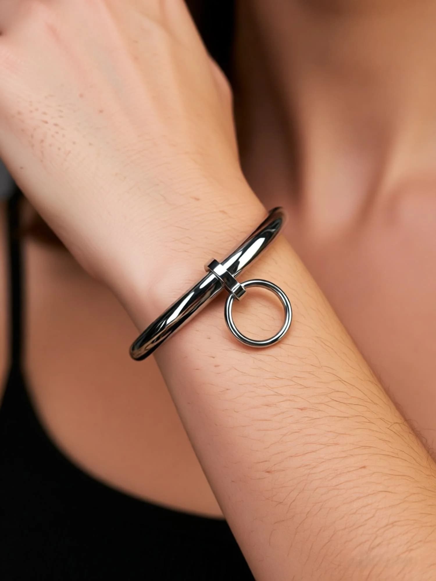 Menottes de poignet et de cheville verrouillables en acier inoxydable avec clé hexagonale à vis, bracelet ouvert amovible avec anneau O, bijoux.
