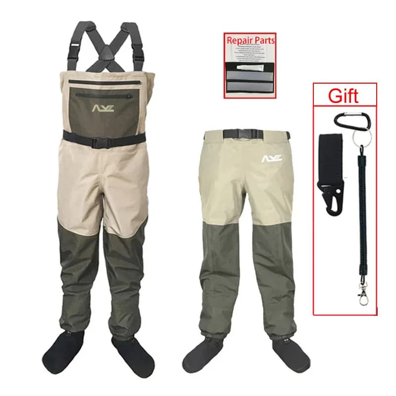 Waders de pêche à la mouche, chaussettes en néoprène, pantalons de pataugeoire, vêtements de chasse, chaussures de pêche sur la poitrine, salopette