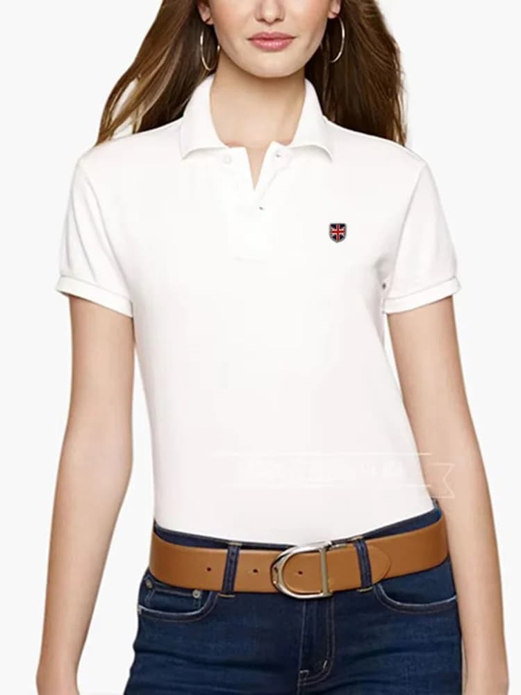 Polos à manches courtes pour femmes, t-shirts à revers décontractés pour femmes, logo brodé, mode mince, bonne qualité, été, nouveau style