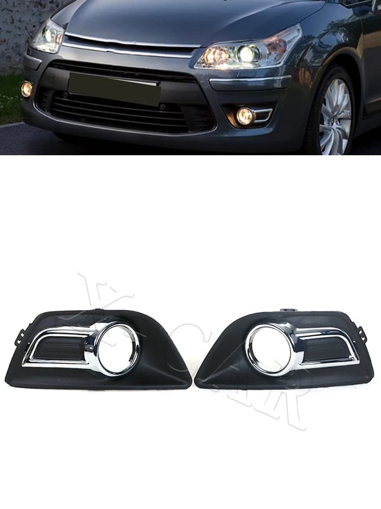 Couvercle chromé pour pare-choc avant, couvercle de phare antibrouillard, capuchon de cadre, style de voiture pour citroën C4 2008 2009 2010 2011
