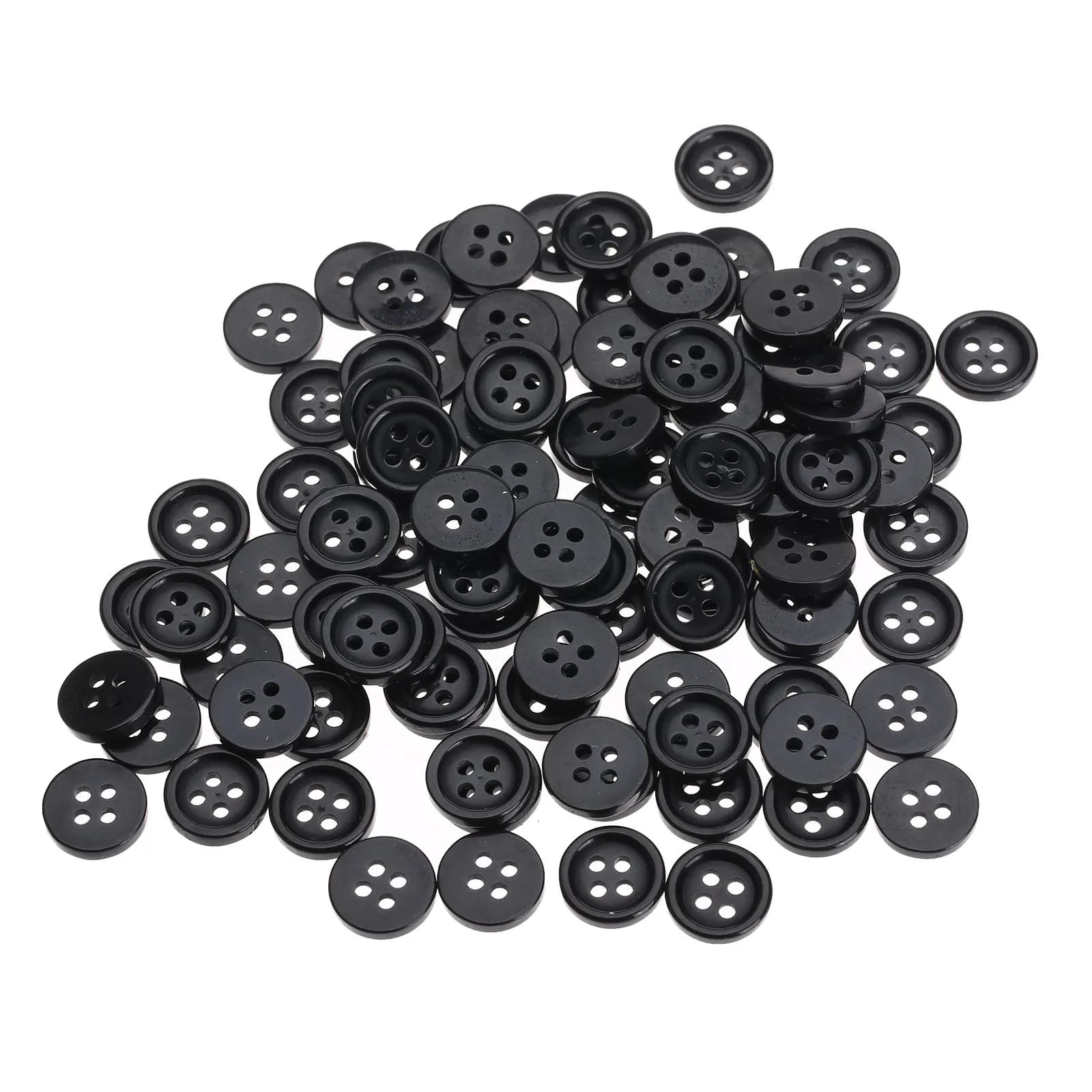 100 pièces boutons de couture noirs 4 trous 10MM boutons ronds en résine adaptés à la couture de vêtements Scrapbook vêtements artisanaux accessoires de couture