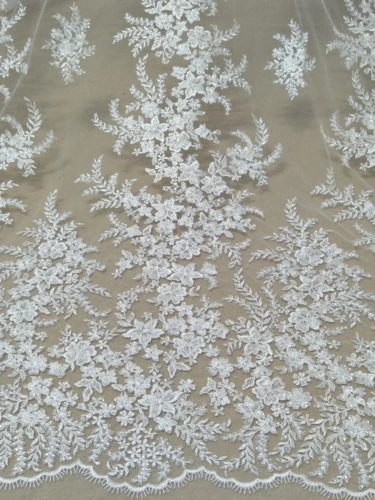 Robe de mariée en dentelle à la mode, tissu en dentelle de tulle, robe de mariée, vente par yard