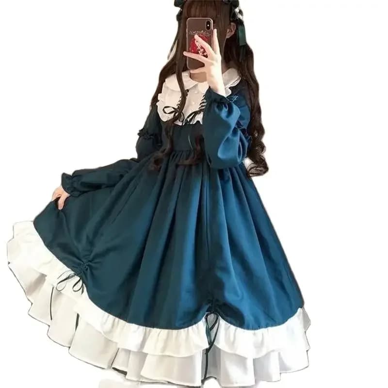 Coalfell-Robe Lolita Vintage Douce, Gothique, Volants, Noeud Papillon, Solide, Document, Victorienne, Cosplay