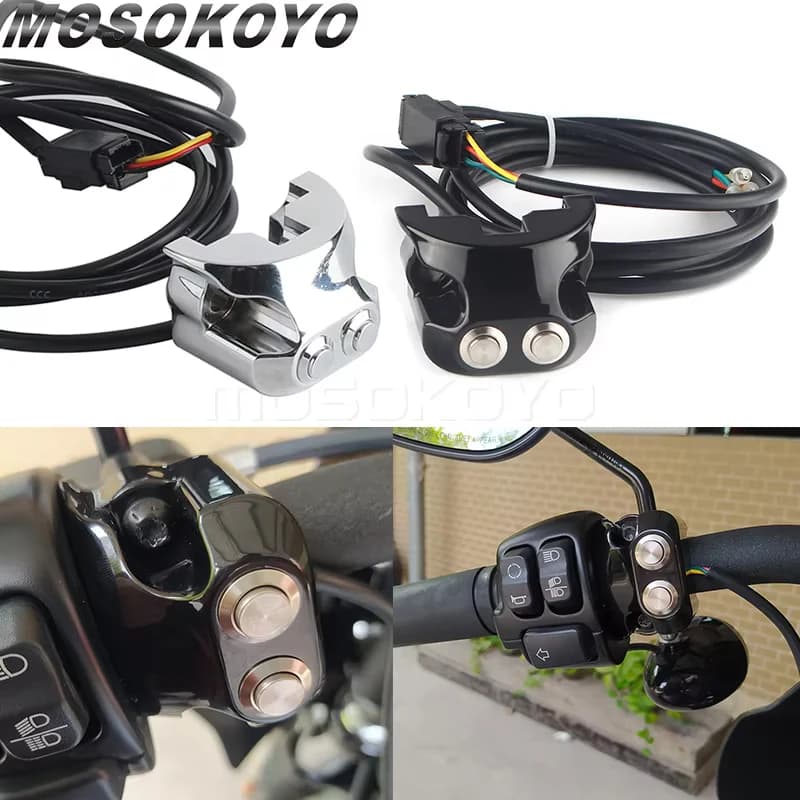 Commutateur de guidon de moto 25mm 2 boutons Air Ride commutateurs contrôleur 3 fils pour Harley ocia Sportster v-newest AERO AERO-A XL883