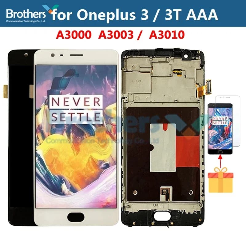Numériseur d'écran tactile avec cadre, écran LCD, assemblage d'écran TFT, Oneplus 3, 3T, A3000, A3010, Oneplus3, Oneplus3T, 1 + 3