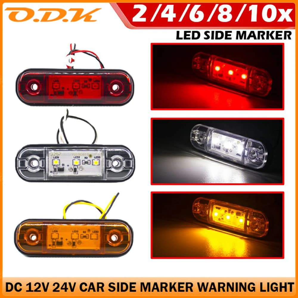 2/4/6/8/10x 3 LED marqueur latéral externe avertissement feu arrière lampe Signal de dégagement indicateur de frein remorque camion camion 12V 24V