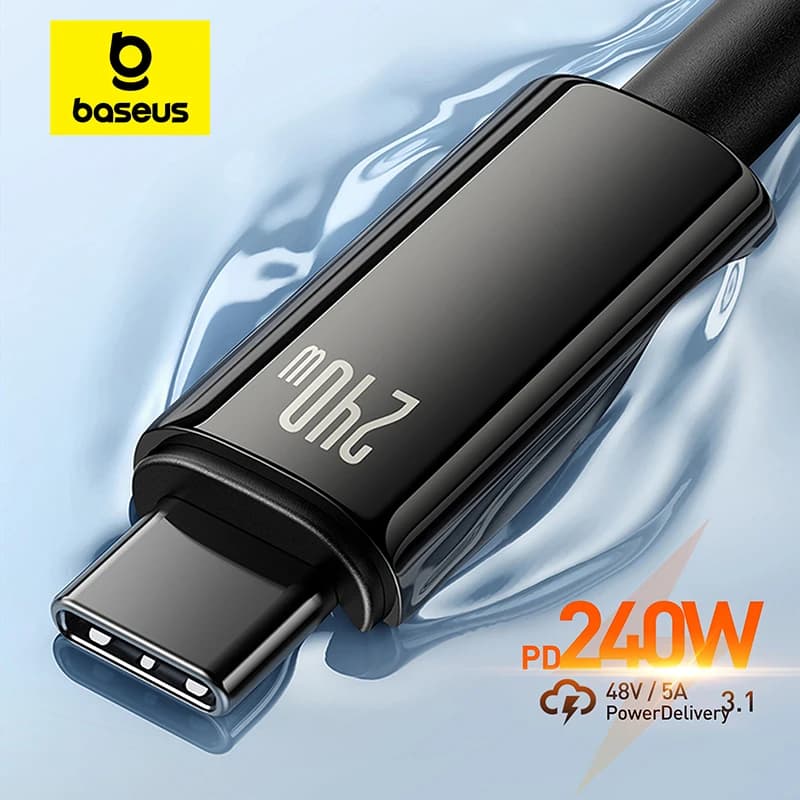 Câble USB C Baseus 240W pour iPhone 18 17 16 15 Plus Pro Max, Supercharge pour Macbook, Câble de charge rapide Type C pour Xiaomi Samsung
