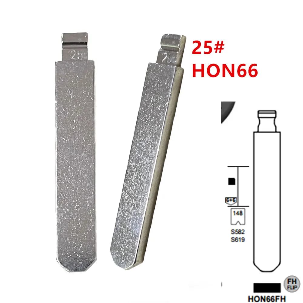 10 pièces 25 # HON66 lame de clé vierge rabattable HON66FH clés de voiture non coupées pour Accord Fit City nouvelle Odyssey pour télécommandes KD Keydiy Xhorse