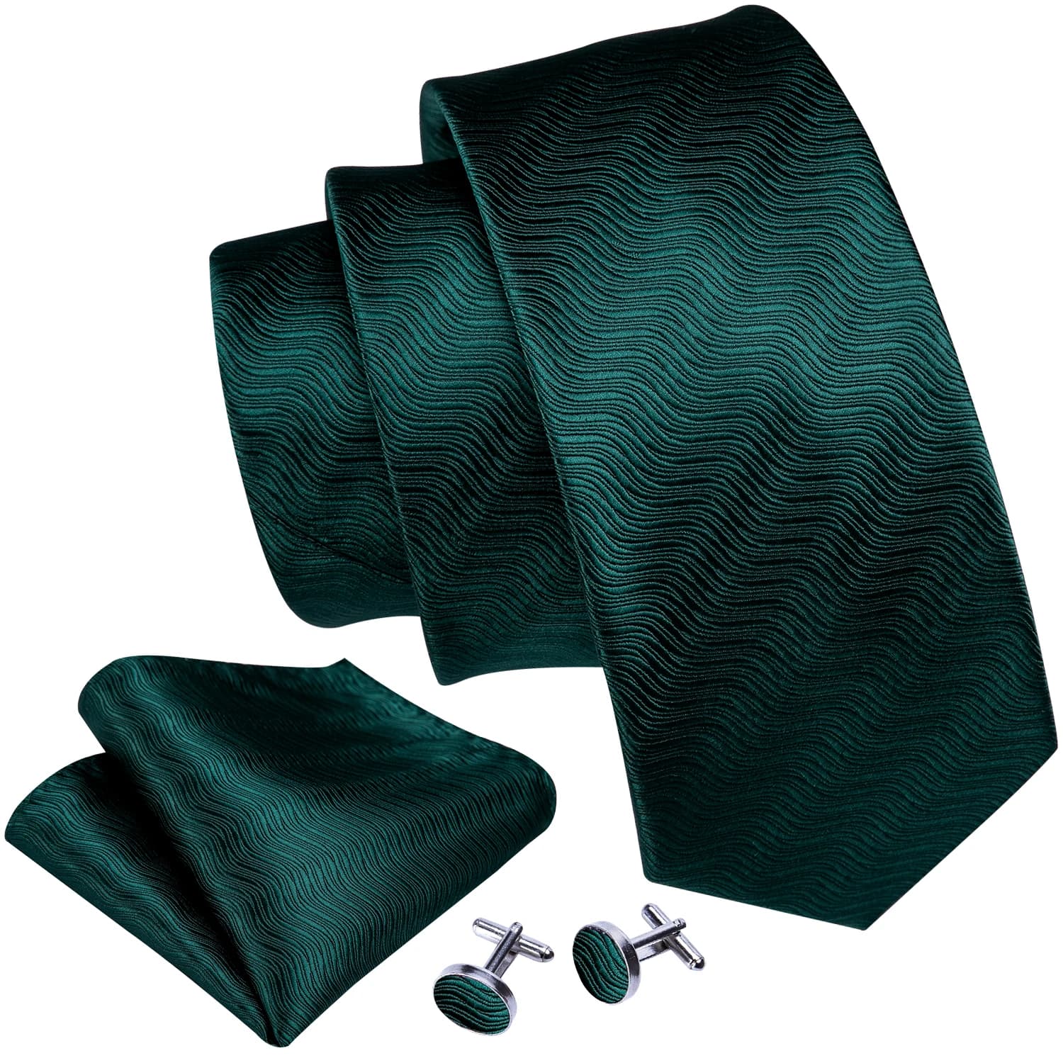 Cravate de luxe verte pour homme, décontractée ou formelle, pour mariage, motif géométrique, Barry.Wang, ensemble cravate, pochette et boutons de manchette, cadeau d'affaires