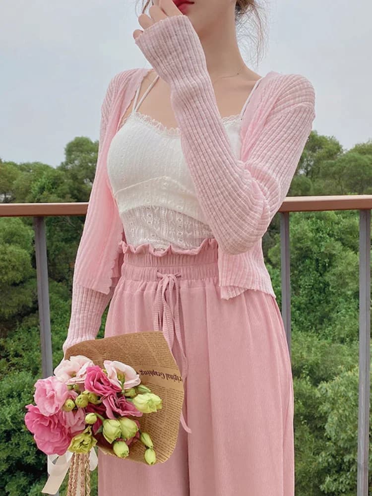 Cardigans tricotés courts pour femmes, protection solaire, vêtements d'extérieur, doux, Slim, veste fine, 6 couleurs, été, 2025