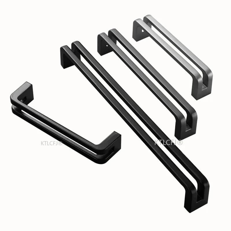 Poignée de meuble en alliage de Zinc, disponible en noir et en gris nickel, idéale pour placard de cuisine, garde-robe moderne, meuble carré