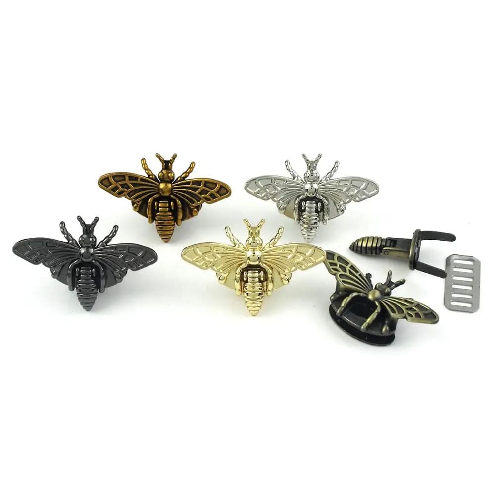 Verrou tournant en forme d'abeille en métal, 1 pièce, fermoir de sac rétro, matériel de boucle pour sac artisanal en cuir, sac à main, accessoires de bricolage