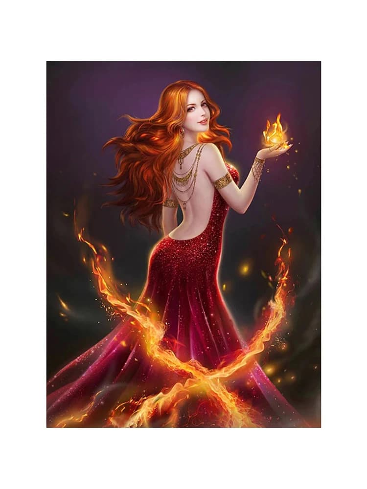 Goddess of Fire-Peinture d'aviation complète avec diamants pour filles, image 3D, mosaïque de biscuits de kirchen, décoration d'intérieur, vente d'accessoires