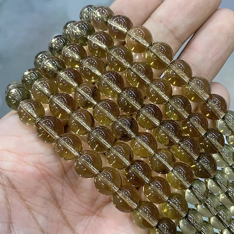 Perles Rondes en Pierre Naturelle, Clip Brun Lisse, Quartz, pour Bijoux, Accessoires de Bracelet, 15 en Vrac, 4/6/8/10/12mm